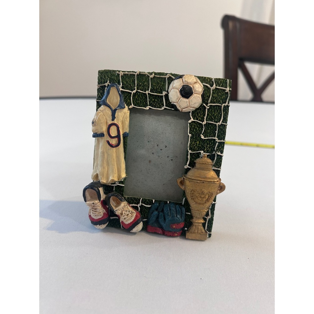 Unbranded Soccer Picture Frame Kids 3x2 Green 3D Sports Trophy Cleats Jersey